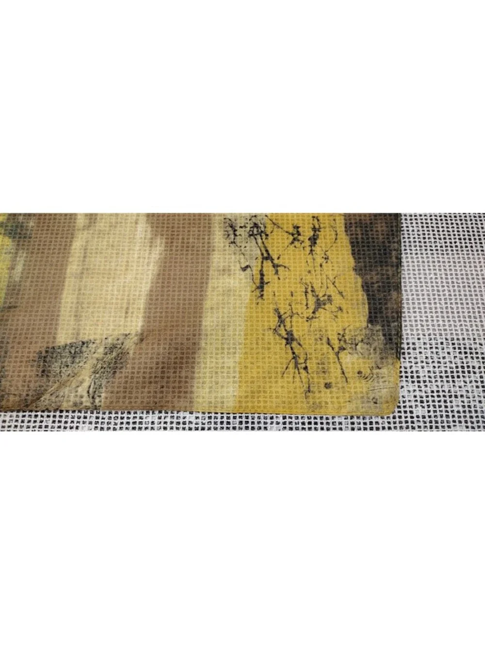 Vintage Mustard Sheer Scarf Safari Wild Animals Zebra Elephant Bohemian African